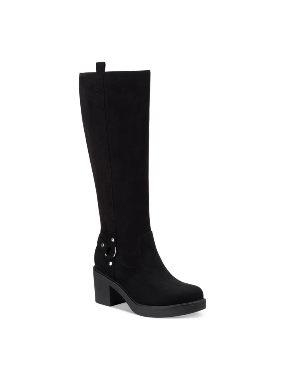 Style & Company Brettaa Knee-High Black Suede Block Heel Boots | Size 11